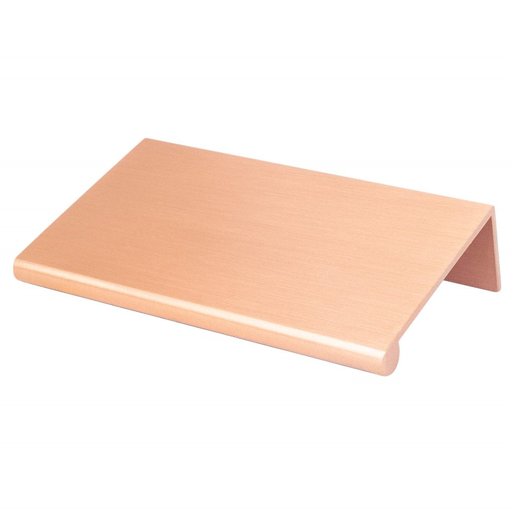 Brushed Copper "Bond" Tab Edge Finger Drawer Pulls in Various Sizes.