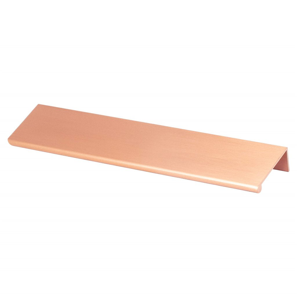Brushed Copper "Bond" Tab Edge Finger Drawer Pulls in Various Sizes.