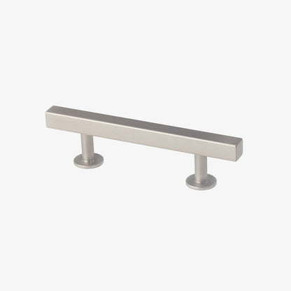 Lew's Square Bar Cabinet Knobs and Pulls in Brushed Nickel.