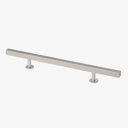 Lew's Square Bar Cabinet Knobs and Pulls in Brushed Nickel.