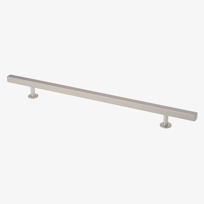 Lew's Square Bar Cabinet Knobs and Pulls in Brushed Nickel.