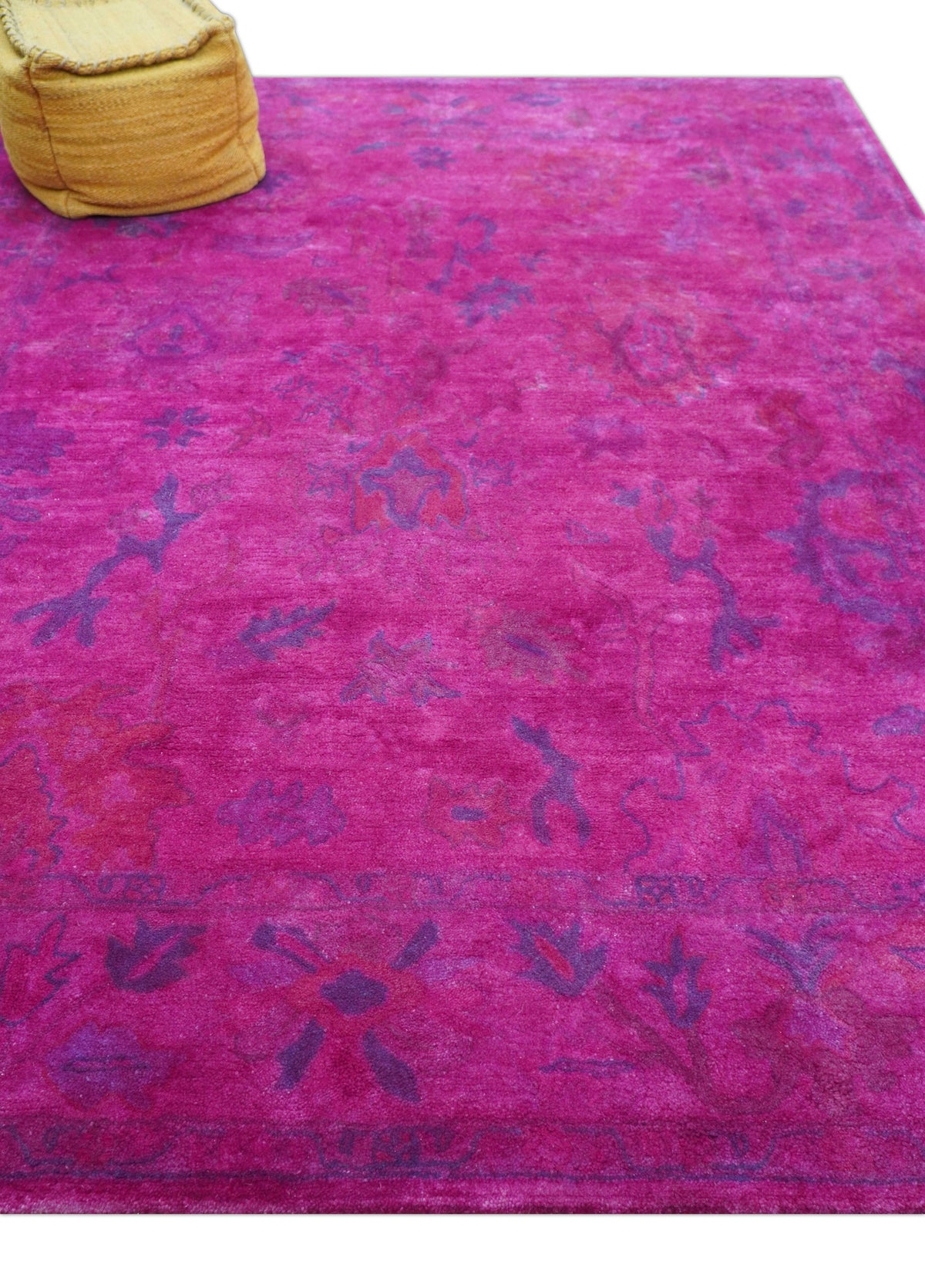 Custom Made Overdyed Pink Traditional Oushak Hand Tufted Wool Area Rug.