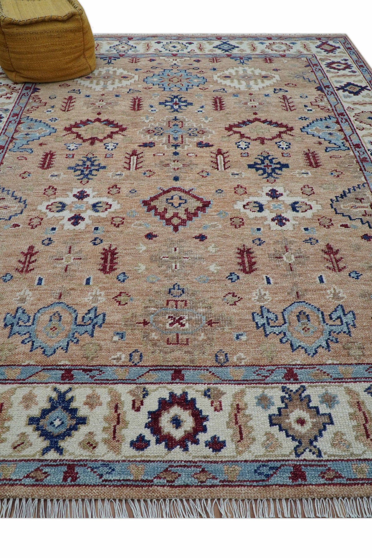 Astra Custom Made Turkish Peach Hand knotted Wool Rug.