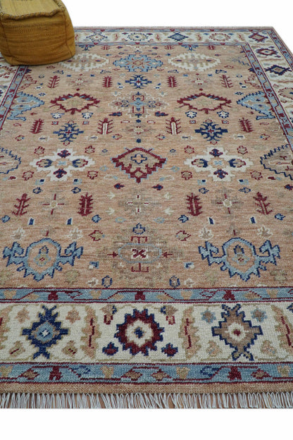Astra Custom Made Turkish Peach Hand knotted Wool Rug.