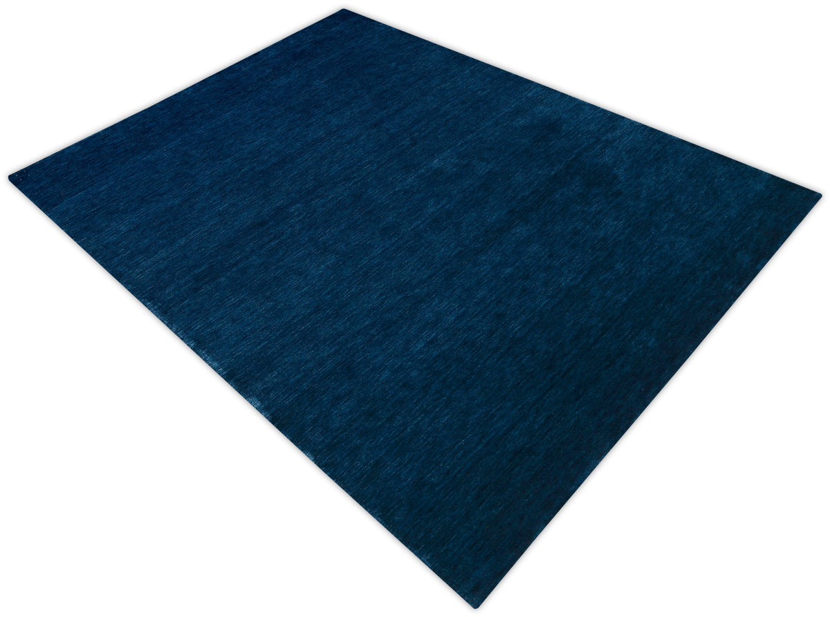 Terrain Modern Blue Solid Design Hand Loomed Wool Area Rug.