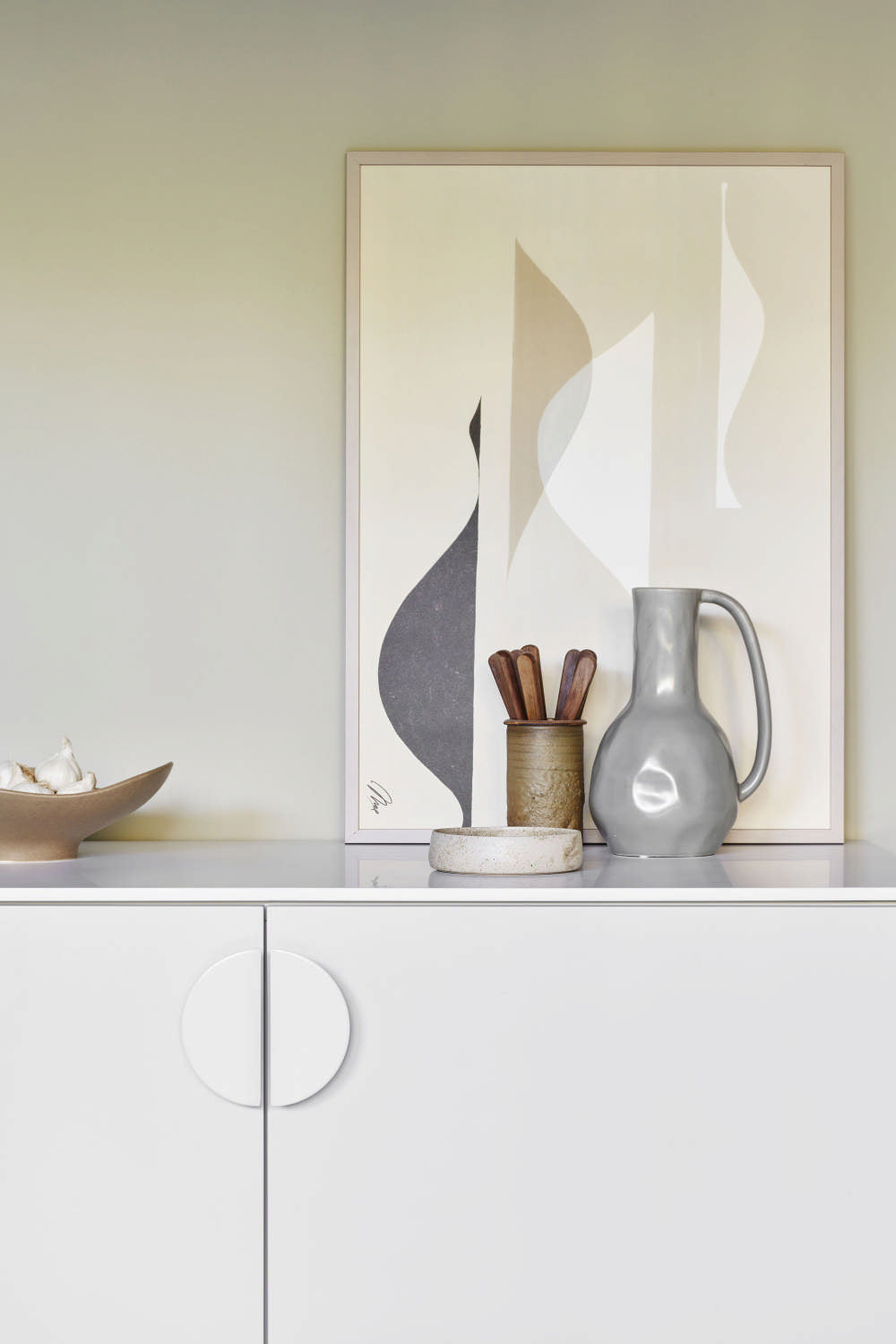 Semi-Circle "Horizon" White Drawer Pulls.