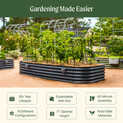 17" Tall 10 In 1 Jumbo Modular Metal Raised Garden Bed Kit.