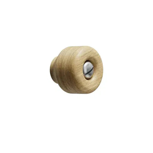 Round Wood "Nola" Lacquered Oak Cabinet Knob.