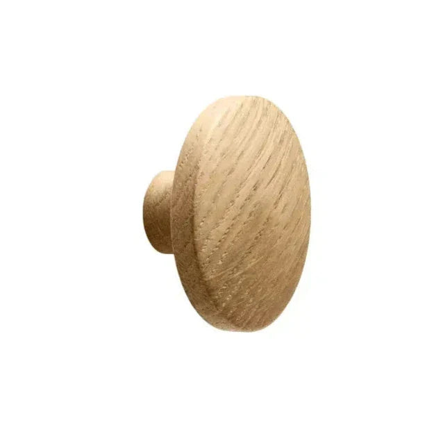 Lacquered Oak Wood "Discos" Round Cabinet Knob