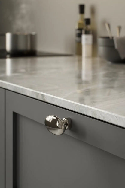 Polished Nickel "Baron" Cup Pull and Knobs