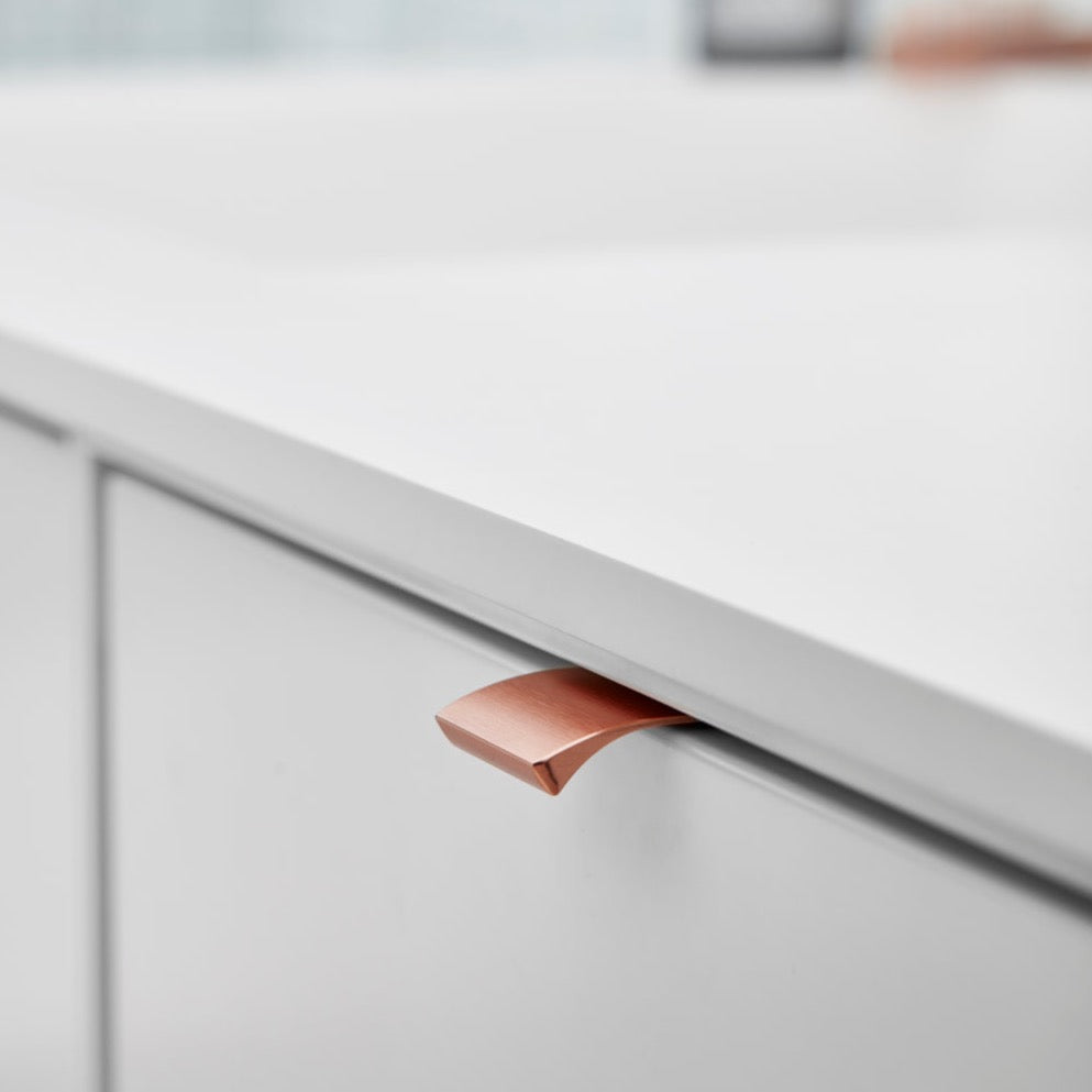 Tab Brushed Copper "Edge" Finger Drawer Pulls