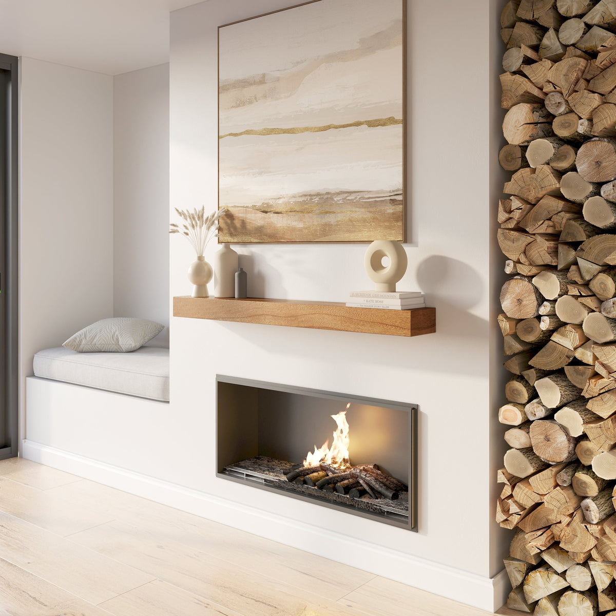 Classic Paulownia Wood Fireplace Mantel Shelf.