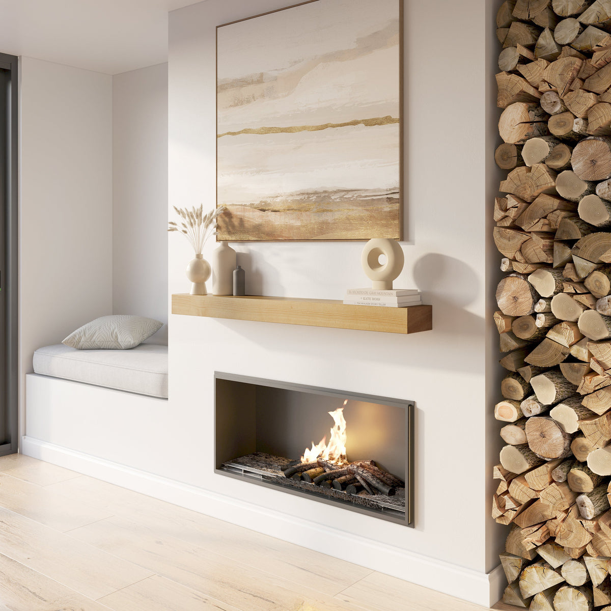 Classic Paulownia Wood Fireplace Mantel Shelf.