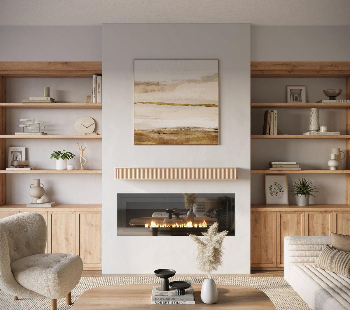Fluted Fireplace Mantel Shelf – Real Wood.