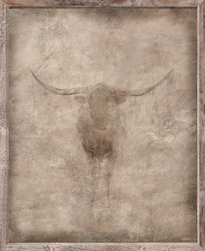 Animal Fresco, Longhorn framed canvas