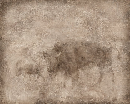 Animal Fresco, Bison & Calf gallery wrap canvas