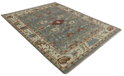 Hand Knotted Gray, Red and Beige Traditional Vintage Style Custom Made Wool Area Rug.
