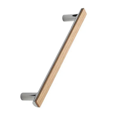 Chrome and Wood "Bis" Cabinet Knob and Drawer Handle