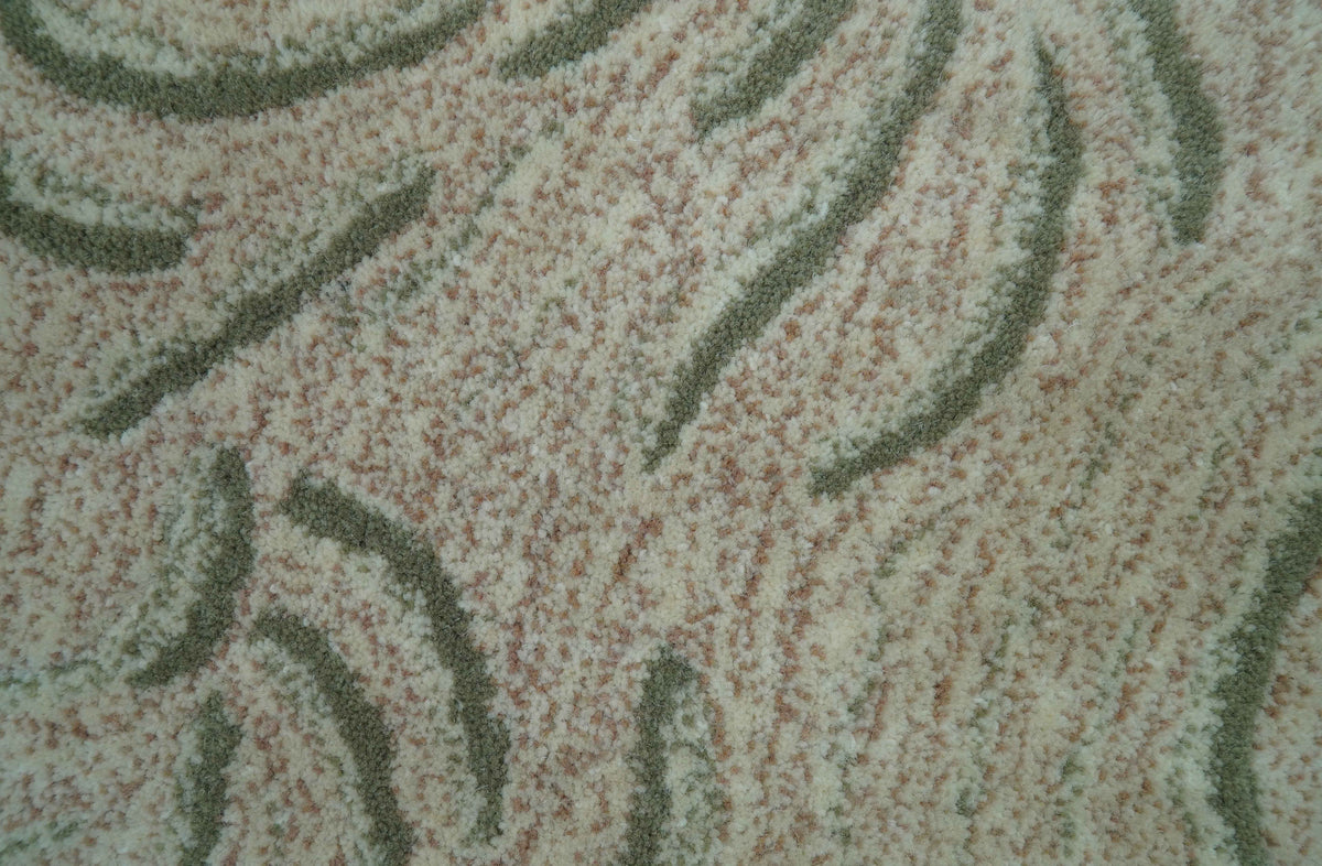 Hand Tufted Beige Animal Tiger 2x3 Wool Area Rug.