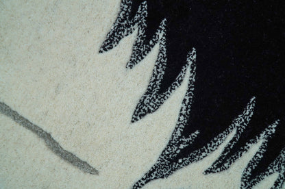 Hand Tufted 2x3 Animal Black And White Cat Wool Area Rug.