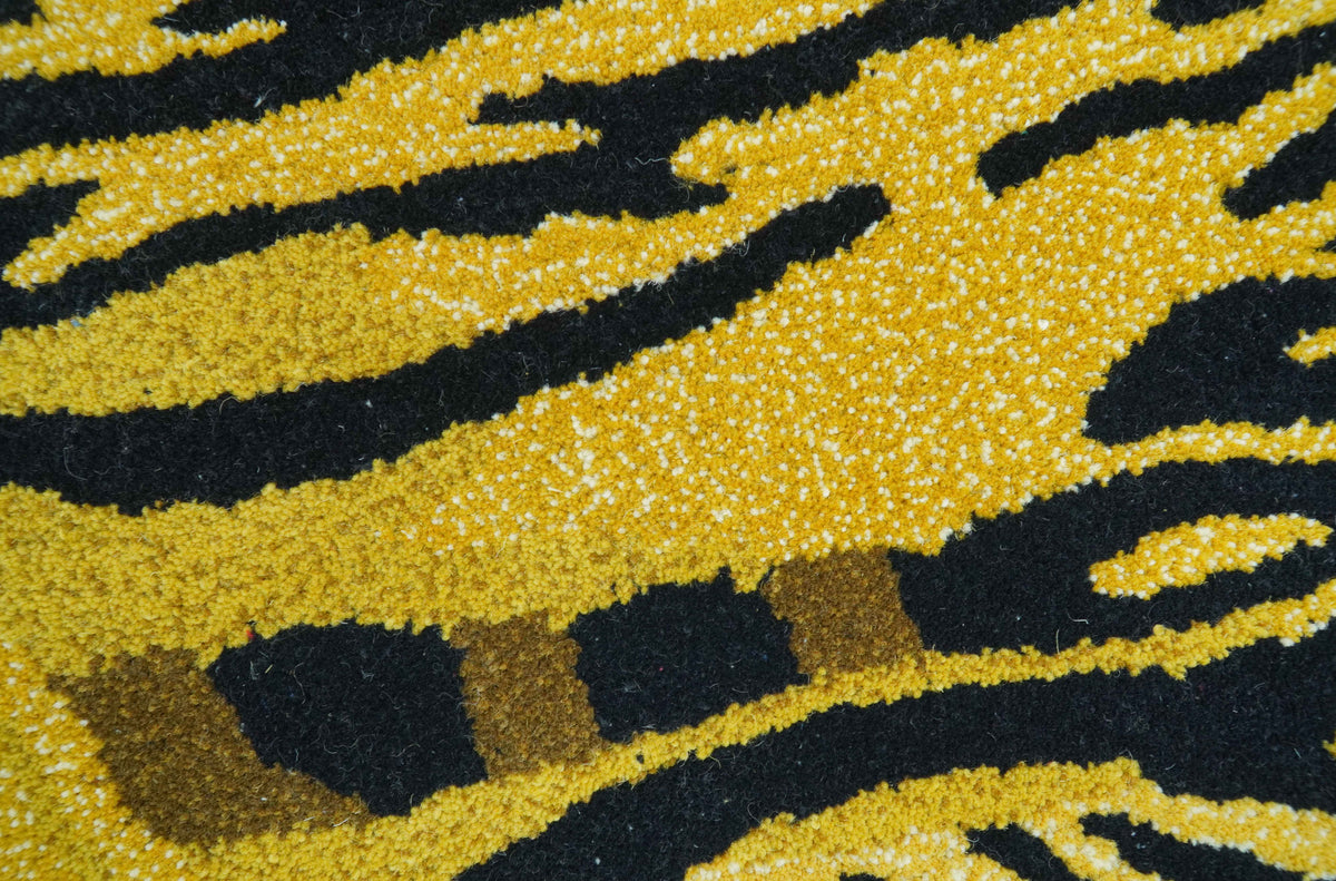 Animal Gold Tiger 3x5 Hand Tufted Wool Area Rug.