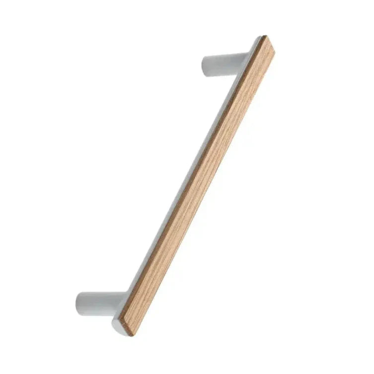 White and Wood "Bis" Cabinet Knob and Drawer Handle.