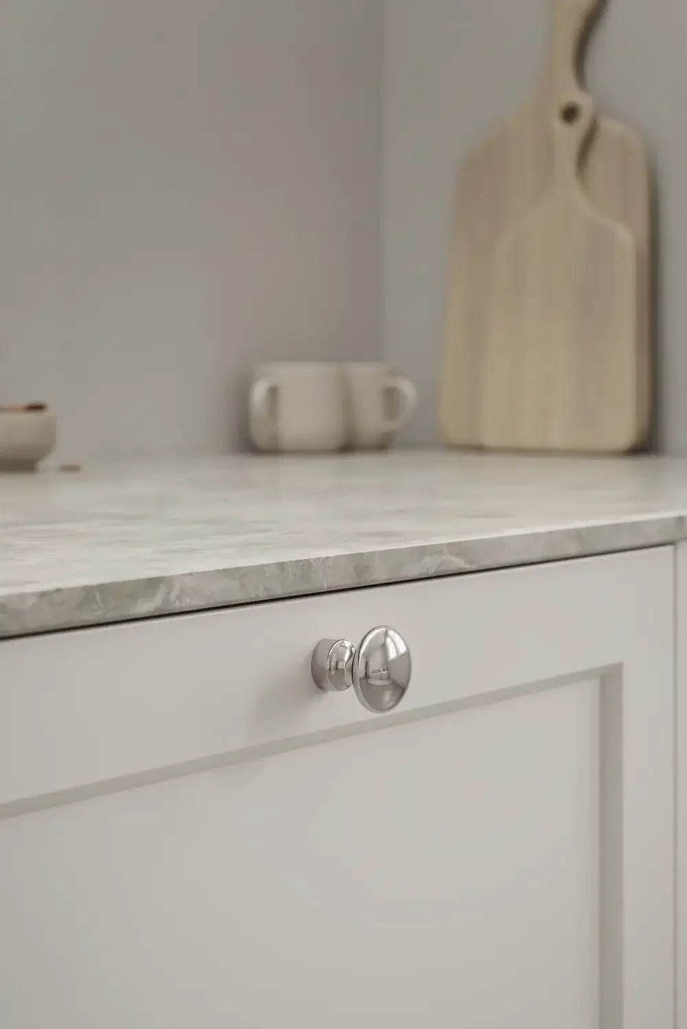 Polished Nickel "Baron" Cup Pull and Knobs