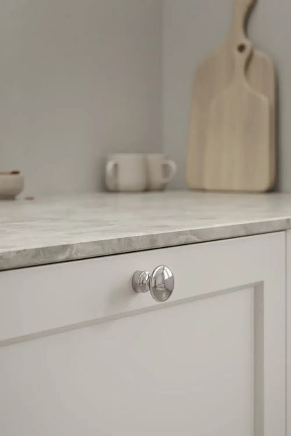 Polished Nickel "Baron" Cup Pull and Knobs