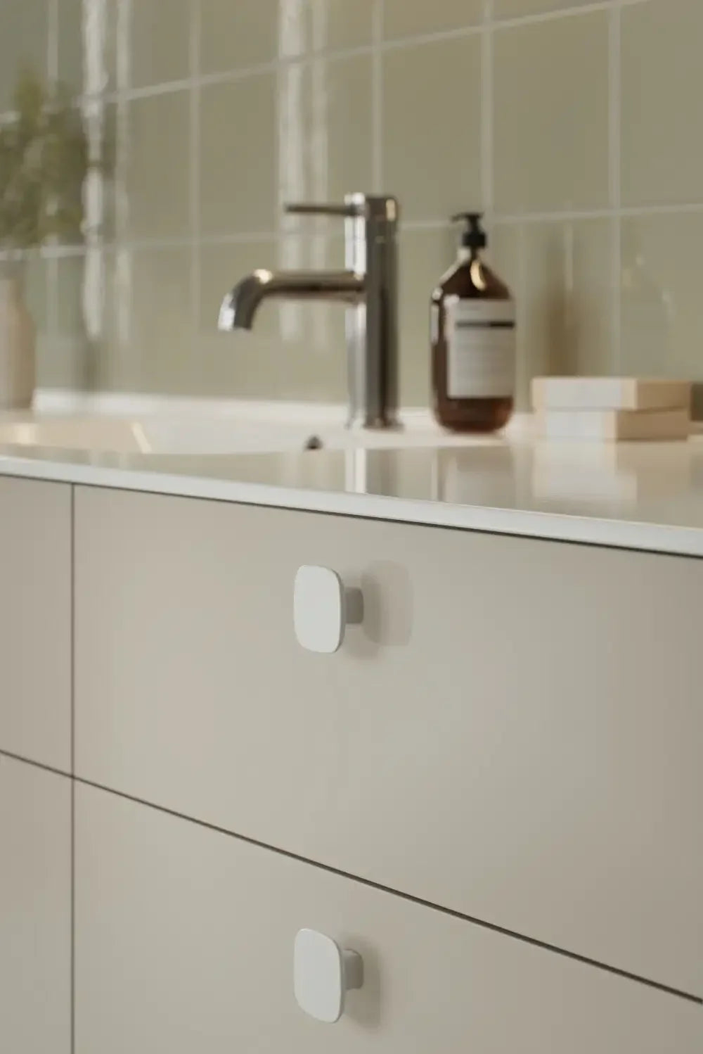 Glossy White "Tabula" Cabinet Knob and Drawer Pull