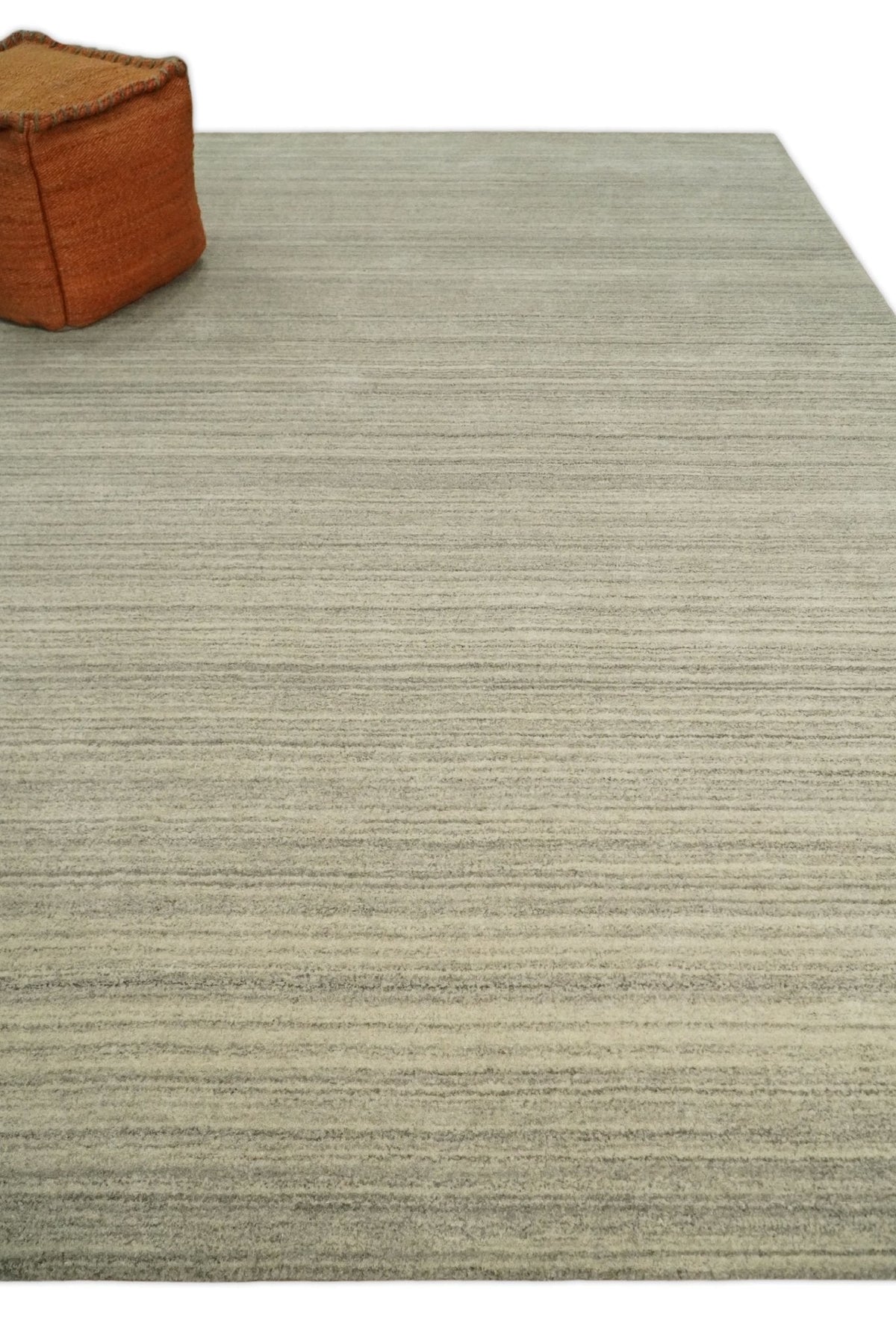 Custom Made Hand Tufted Solid Shaded Brown, Beige and Gray Area Rug.