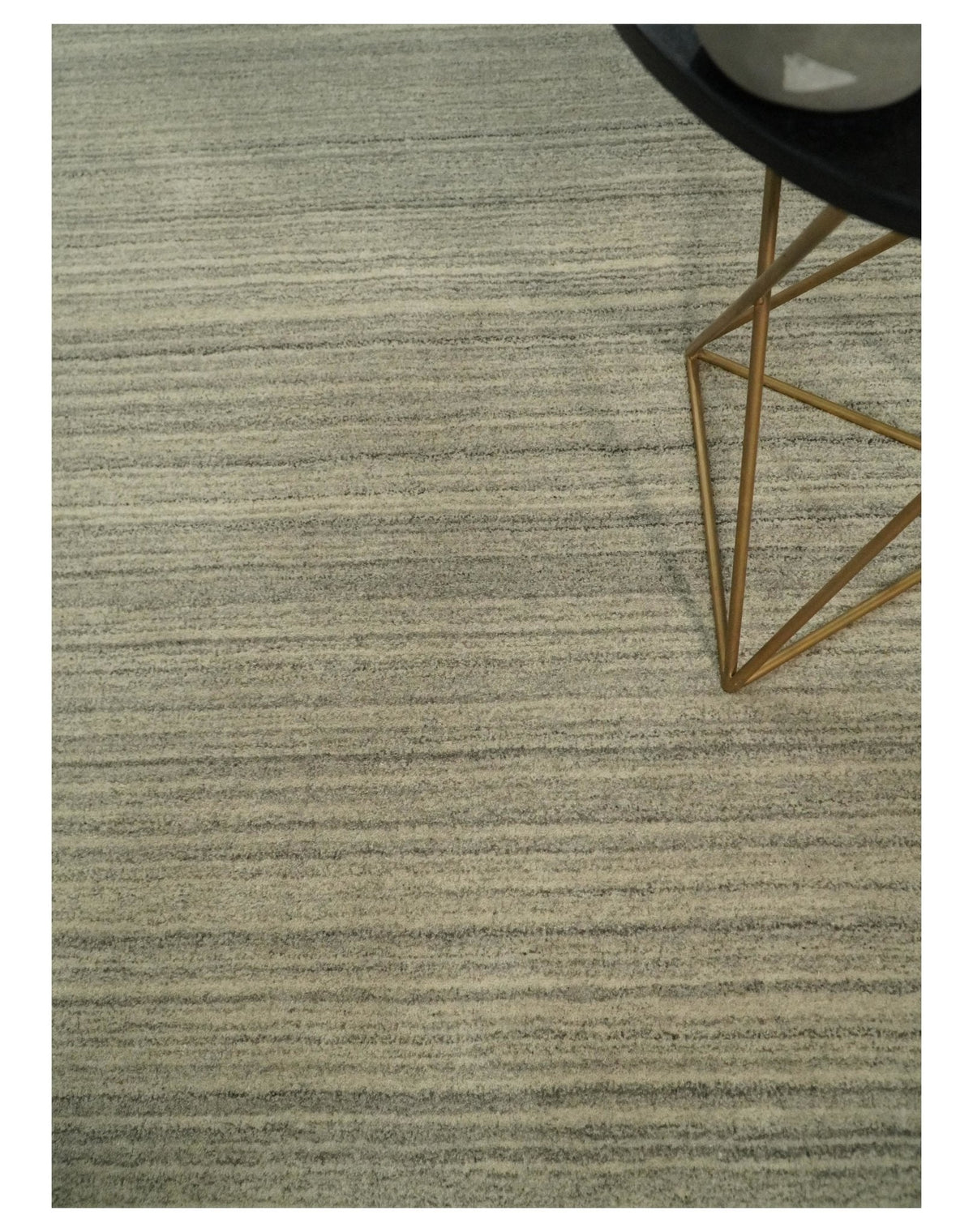 Custom Made Hand Tufted Solid Shaded Brown, Beige and Gray Area Rug.
