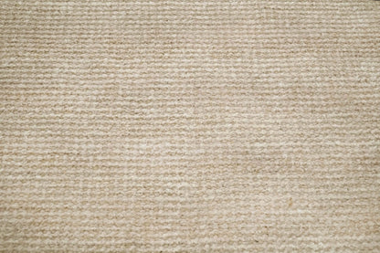 Modern Solid Beige Hand Woven Wool Area Rug.