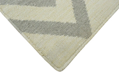 Chevron Pattern Gray and Beige Dhurrie Rug.