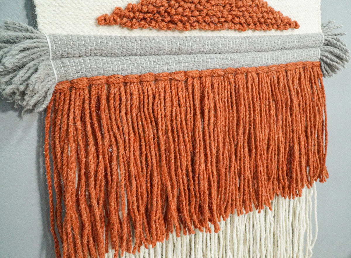 2x3 Wool Hand Woven Terracotta Boho Wall Hanging | WH3.
