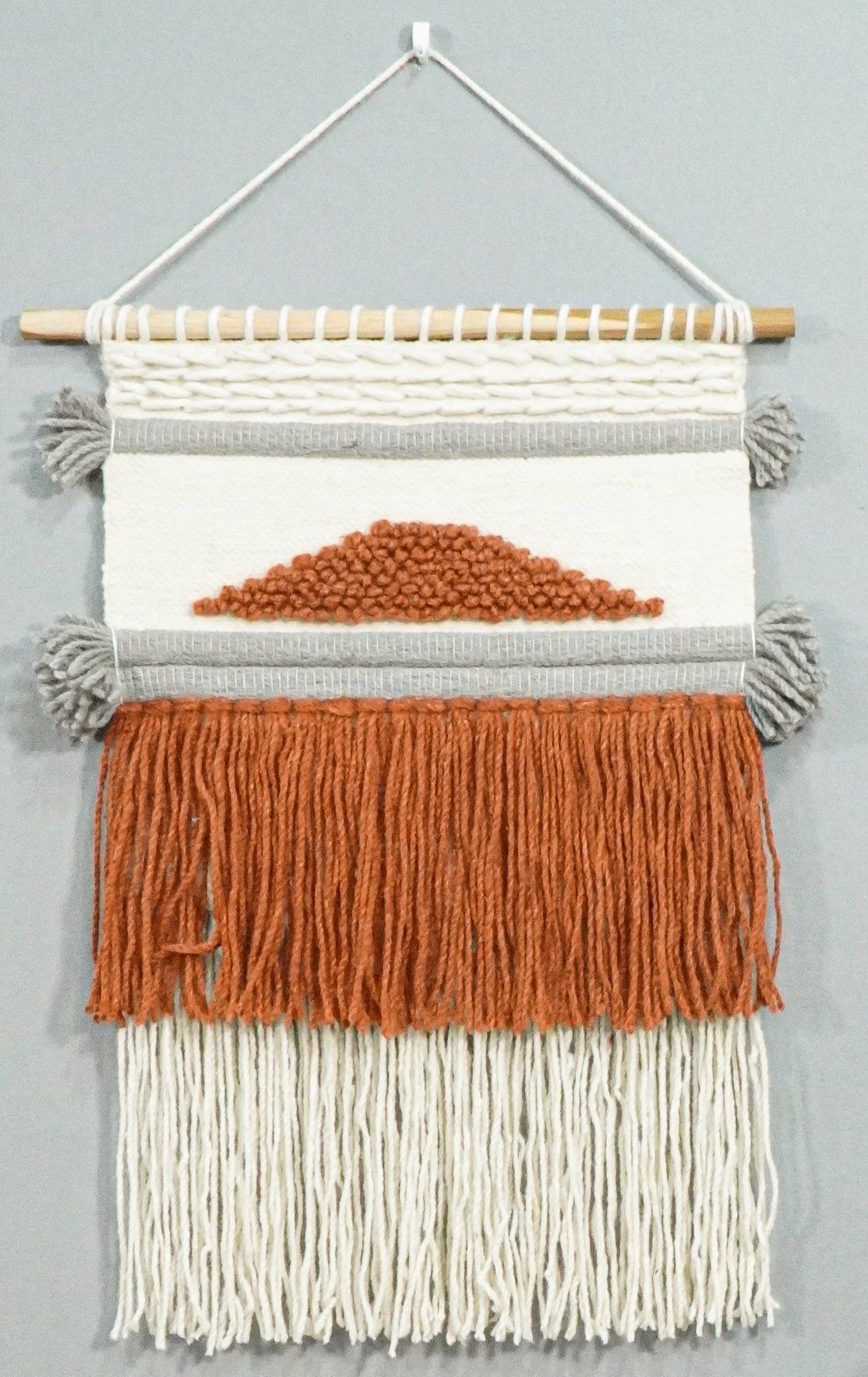 2x3 Wool Hand Woven Terracotta Boho Wall Hanging | WH3.
