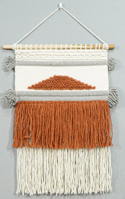 2x3 Wool Hand Woven Terracotta Boho Wall Hanging | WH3.