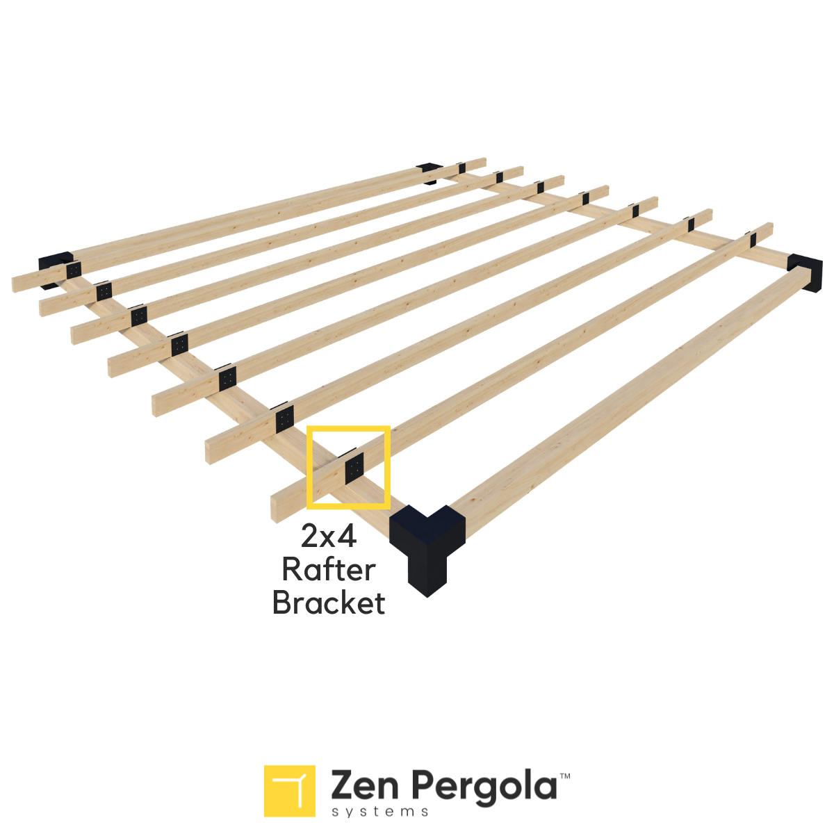 Pergola Roof Rafter Bracket (for 2x4 Wood Slats).