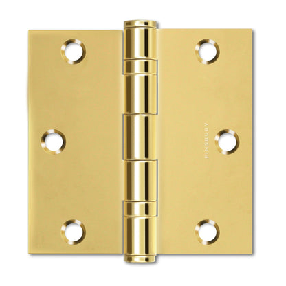 Polished Gold 3.5 x 3.5" NRP Steel Ball Bearing Hinge - Residential Door Hinge - 2 Pack.