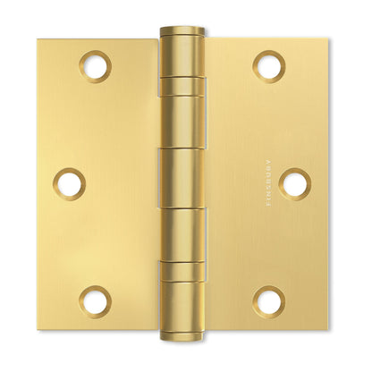Matte Gold 3.5 x 3.5" NRP Steel Ball Bearing Hinge - Residential Door Hinge - 2 Pack.
