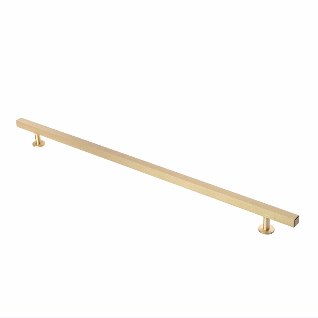 Lew's Square Bar Cabinet Knobs and Handles in Brushed Brass.