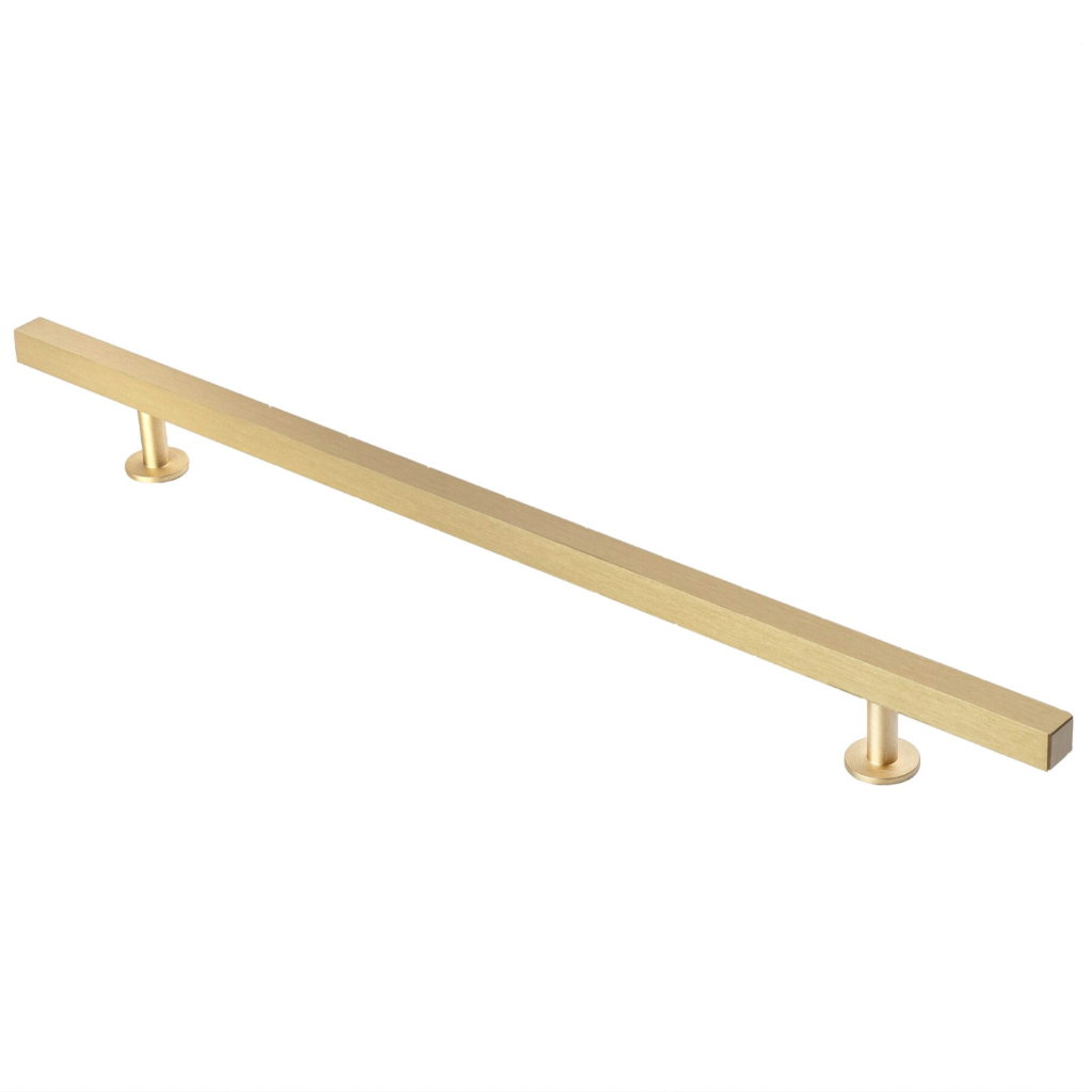 Lew's Square Bar Cabinet Knobs and Handles in Brushed Brass.