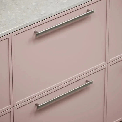 Satin Steel "Flow" T-Bar Cabinet Knob and Drawer Pull.