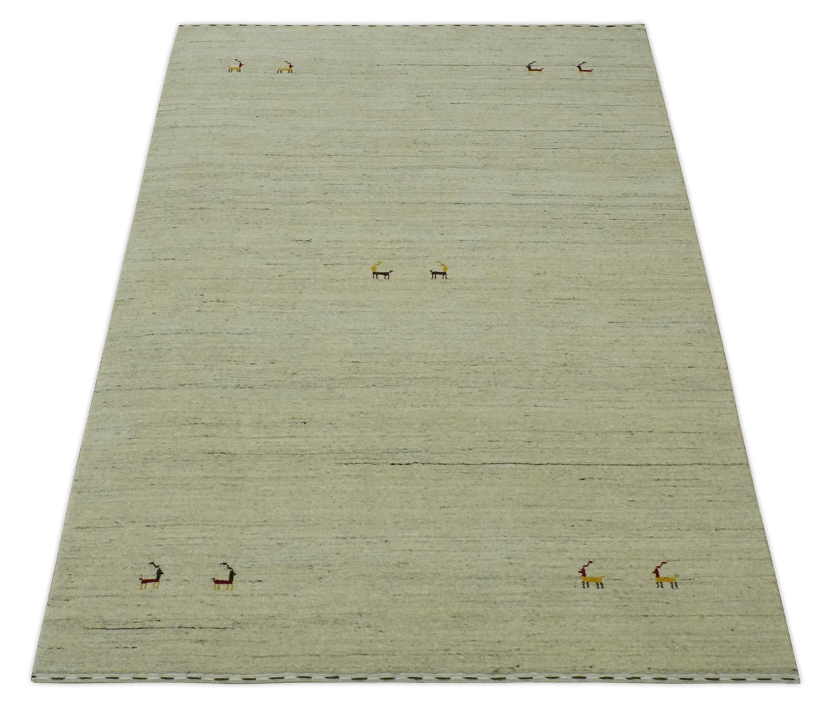 Solid Plain Beige and Charcoal Hand loom Multi size wool area Rug.
