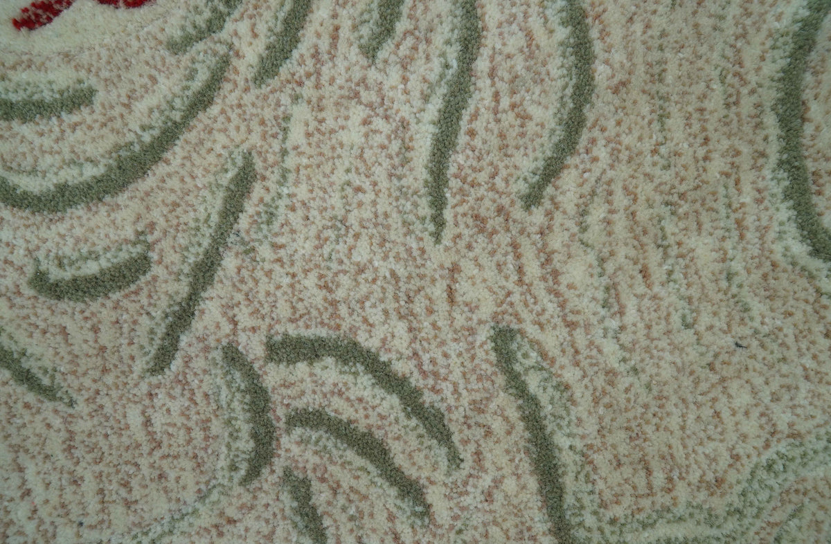 Hand Tufted Beige Animal Tiger 2x3 Wool Area Rug.
