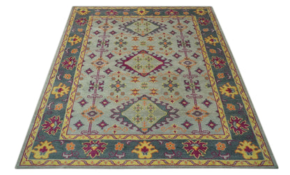 Custom Made Silver, Charcoal and Purple Traditional Oriental Hand Knotted wool Rug.