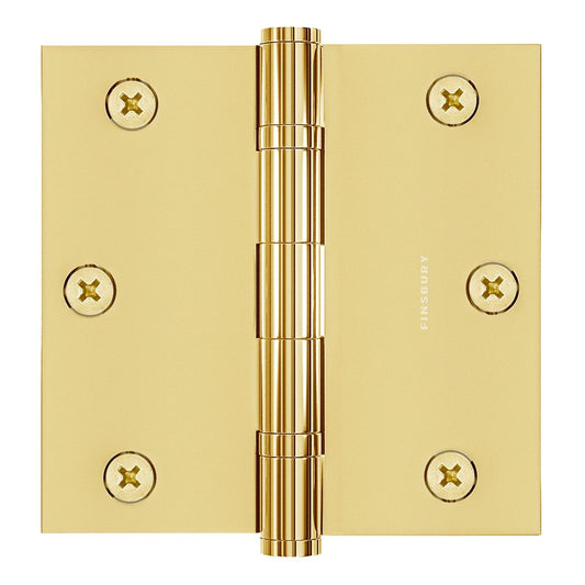 3x3 Inch Solid Brass Ball Bearing Door Hinge - Polished Brass.