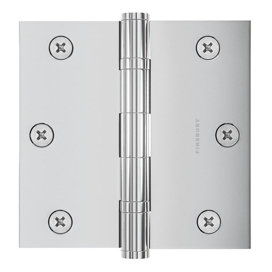 3x3 Inch Solid Brass Ball Bearing Door Hinge - Polished Chrome.