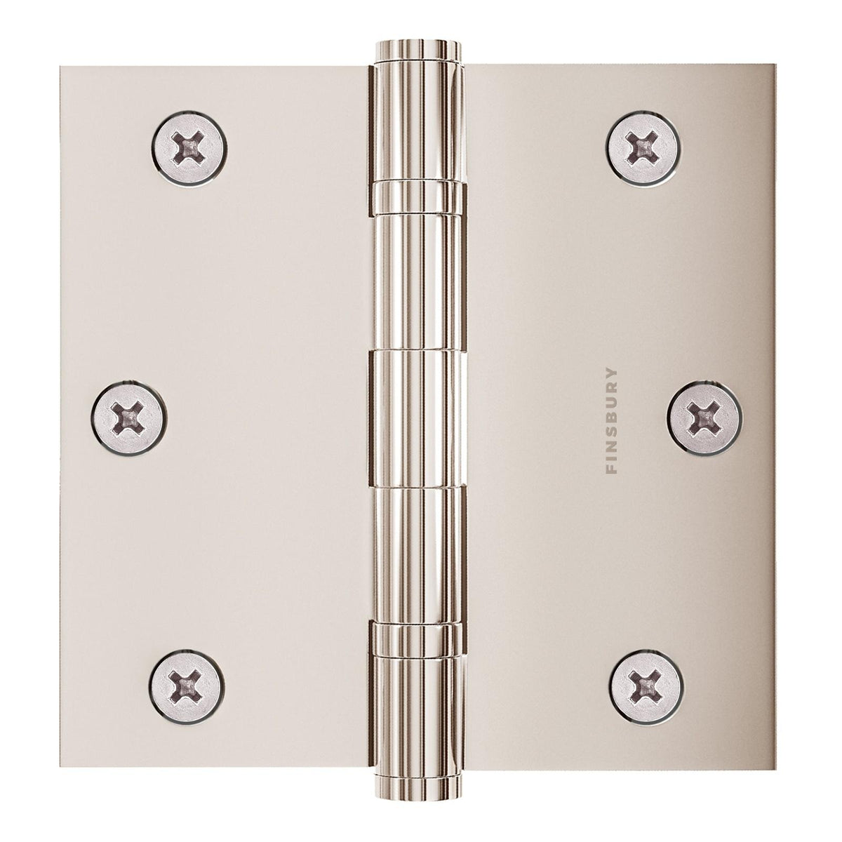 3.5 x 3.5 Inch Solid Brass Ball Bearing Door Hinge - Polished Nickel.