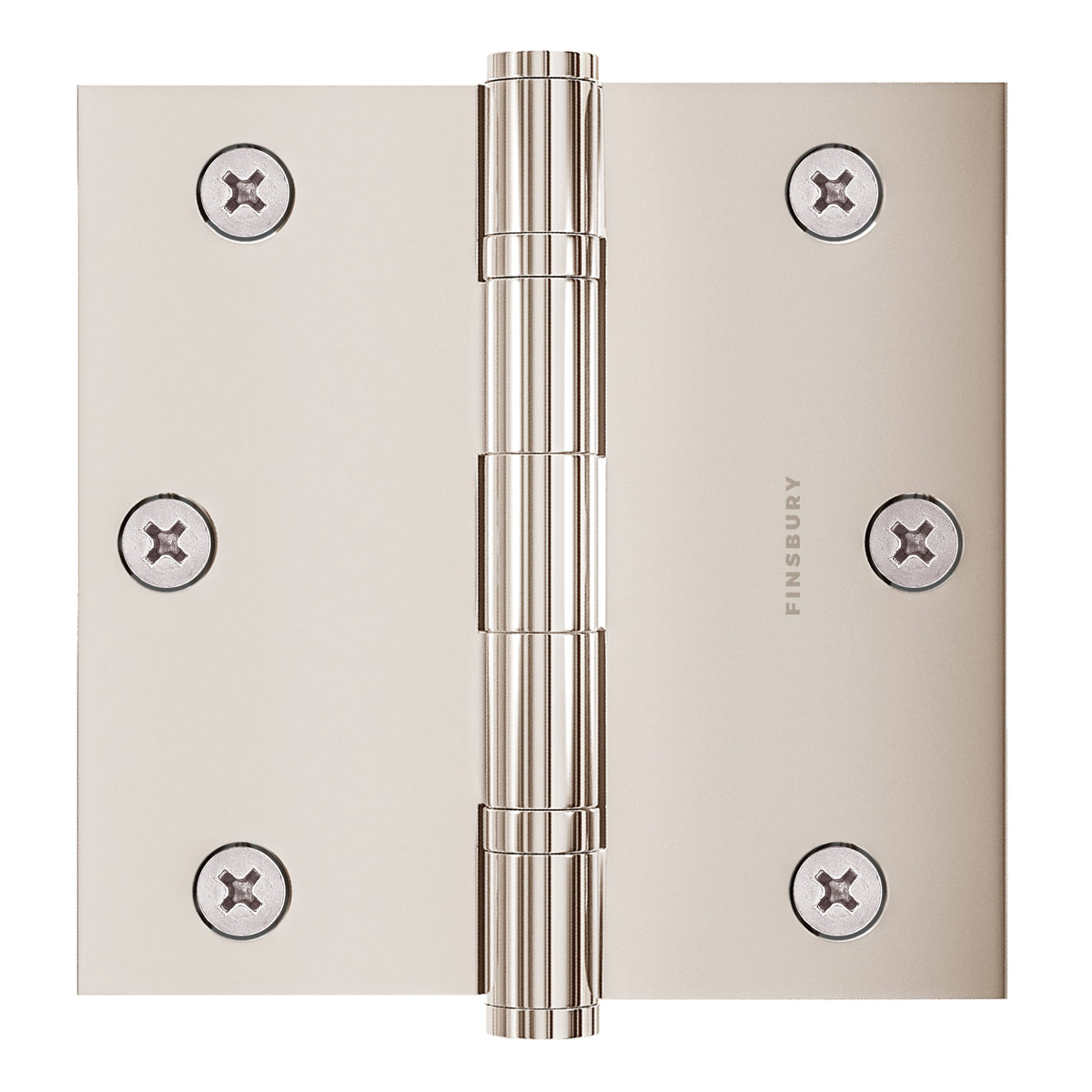 3x3 Inch Solid Brass Ball Bearing Door Hinge - Polished Nickel.
