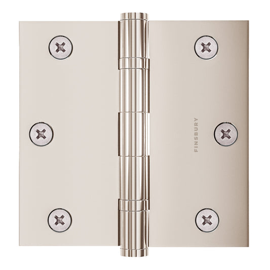 3x3 Inch Solid Brass Ball Bearing Door Hinge - Polished Nickel.